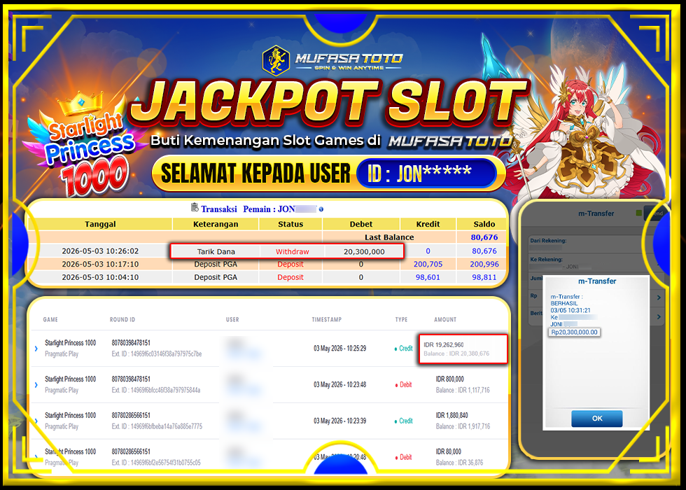 MUFASATOTO JACKPOT PRAGMATIC PLAY Rp. 20.300.000|LUNAS